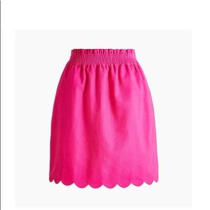 NWT J. Crew pink scalloped linen skirt